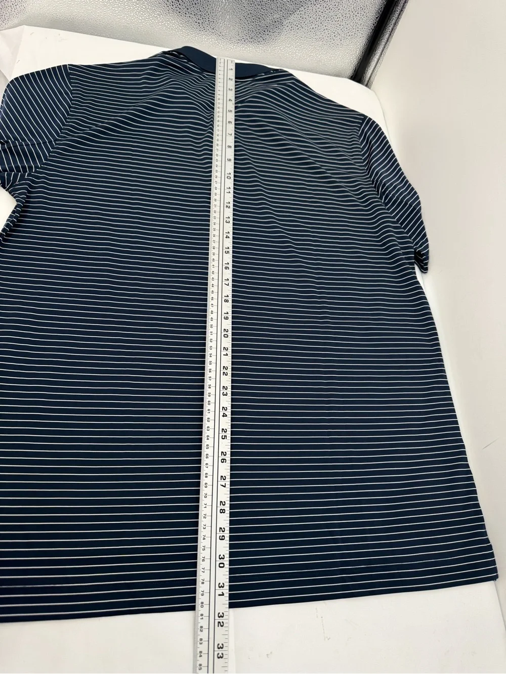 NWT Nike Men’s L Golf Dri Fit Navy Blue White Striped Polo Shirt 585748-419